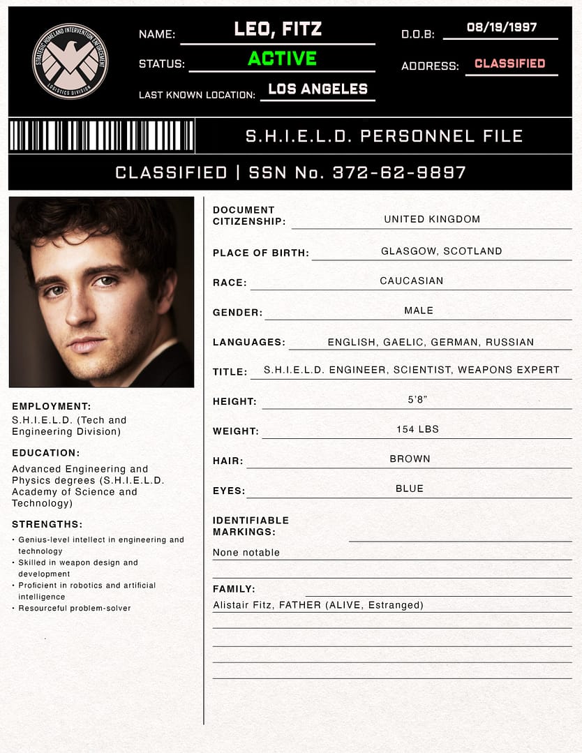 Leo Fitz SHIELD Profile