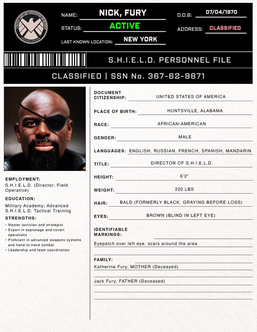 Nick Fury SHIELD Profile copy